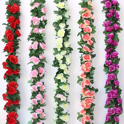 7.55ft Artificial Rose Vine for Outdoor UV Resistant Décor.