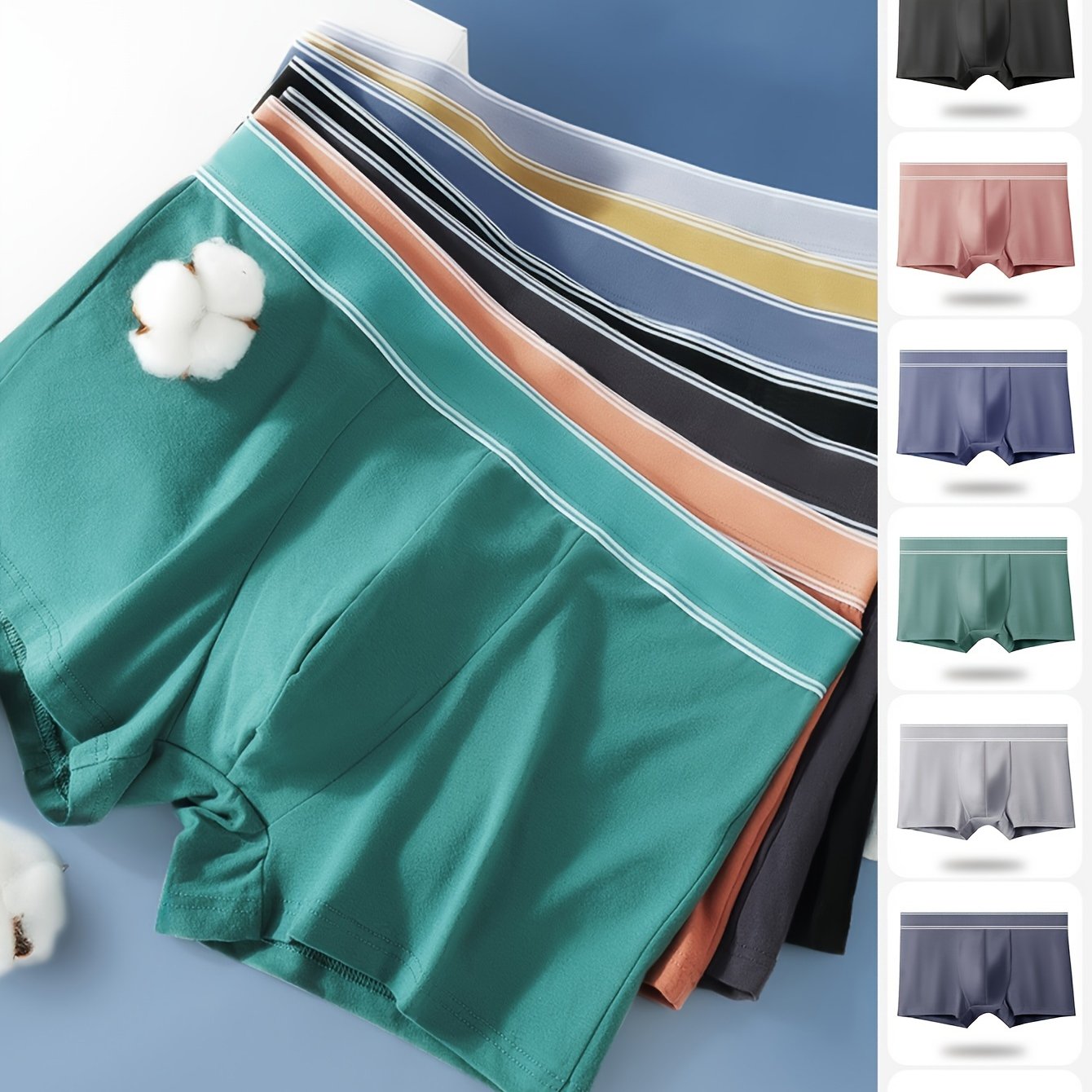 7 pieces of breathable, comfortable, stretchy plus size men's cotton boxer briefs with aseptic properties.