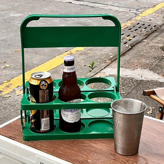 Vintage style beer basket for 6 bottles, foldable wine rack and beer holder, perfect for daily use and parties. A must-have for beer festivals.