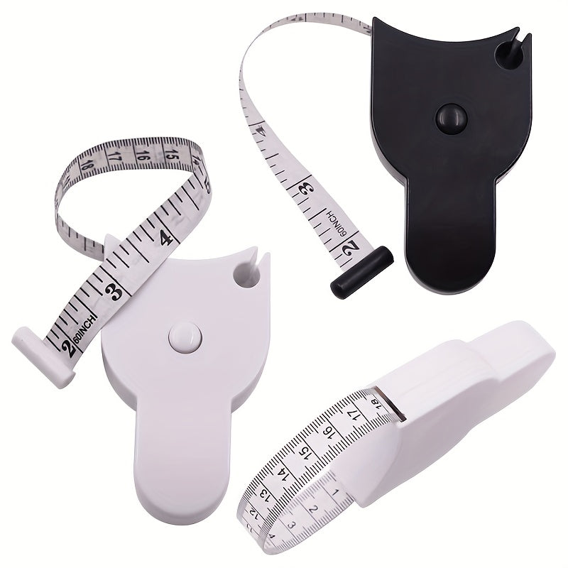 Y-Shaped Health Ruler with Automatic Precision Tape for Various Body Measurements and Sewing, PVC Blade, Positive Lock, White/Black