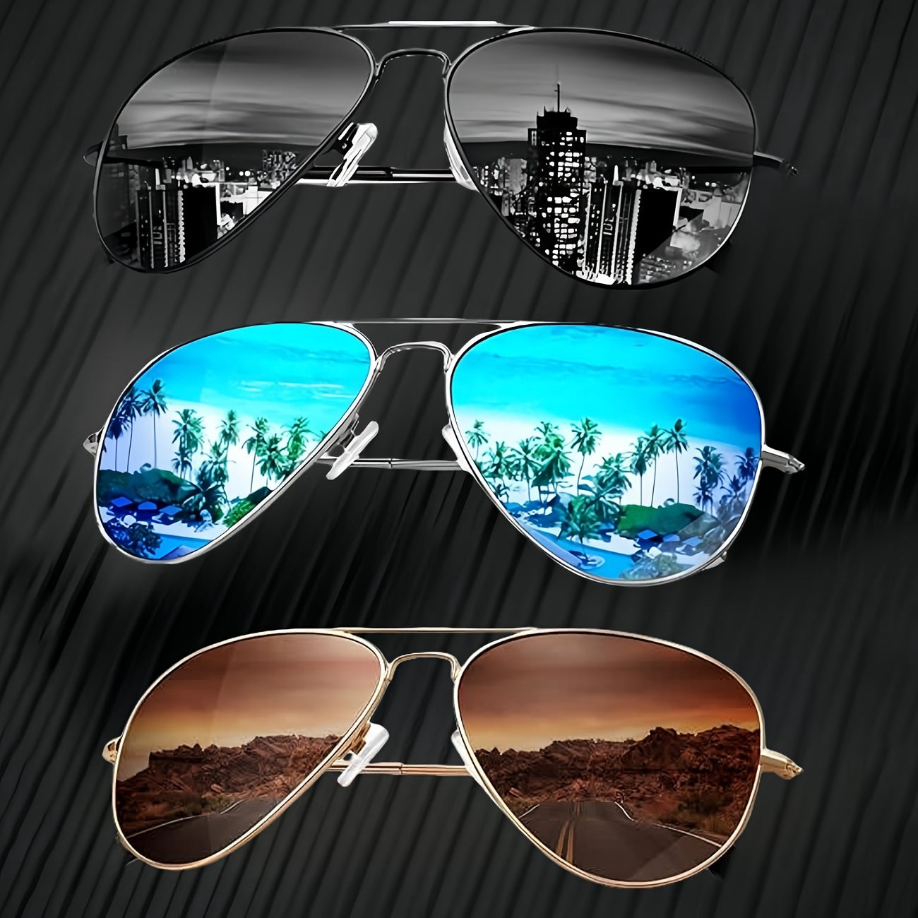 [Bestseller] Set of 3 Stylish Pilot Glasses for Men and Women – Perfect for Driving, Fishing, and Outdoor Activities