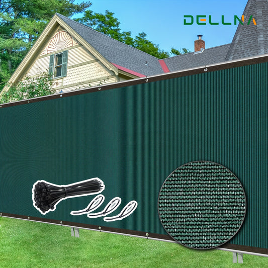 1pc Heavy-Duty Privacy Screen Fence for outdoor walls, gardens, patios, pools - Includes Zip Ties and is made of breathable anti-peeping wind protection mesh fabric in Green color.