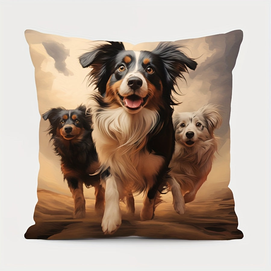 Double-sided throw pillow cover featuring an adorable pug design, measuring 44.96x44.96cm. Made of decorative polyester, this cushion case is ideal for the home and living room. A perfect gift for dog lovers and pug moms, this cover includes a zip