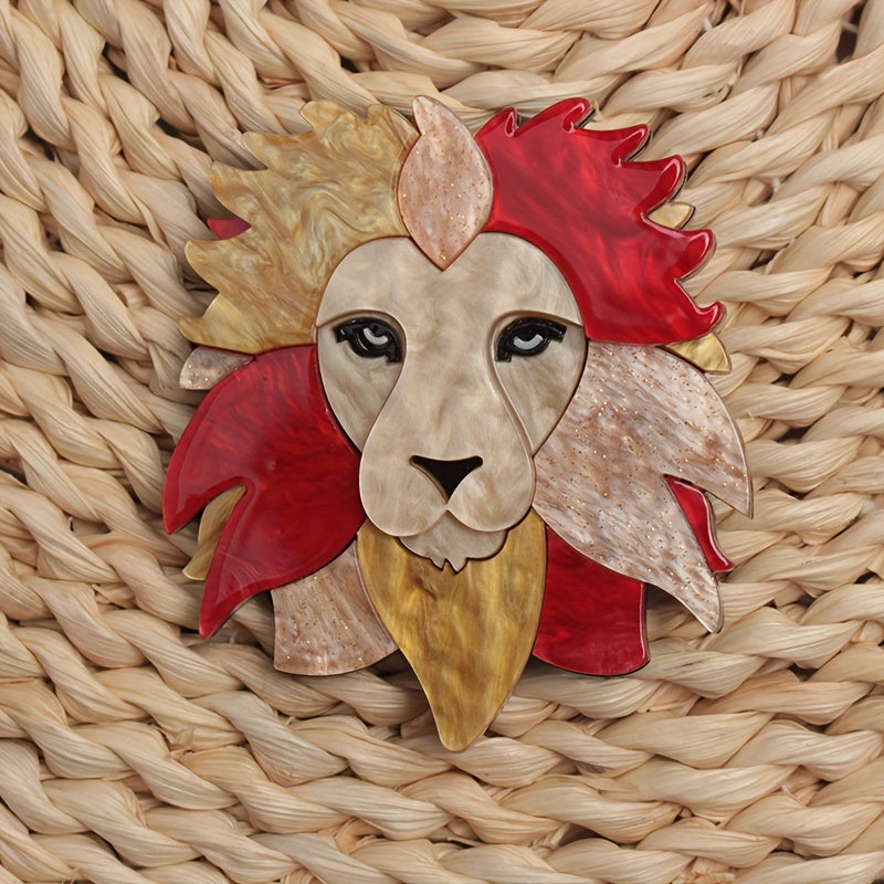 Elegant Lion Shaped Brooch - Acrylic Badge for Women's Dress, Sweater, or Clothing Accessory