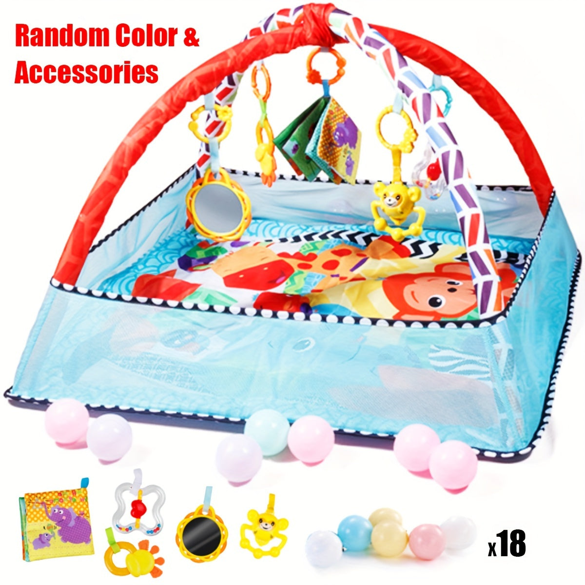 1pc Baby Playpen Gym with Hanging Toys - Versatile play yard for infant development and exercise - Ideal holiday gift.