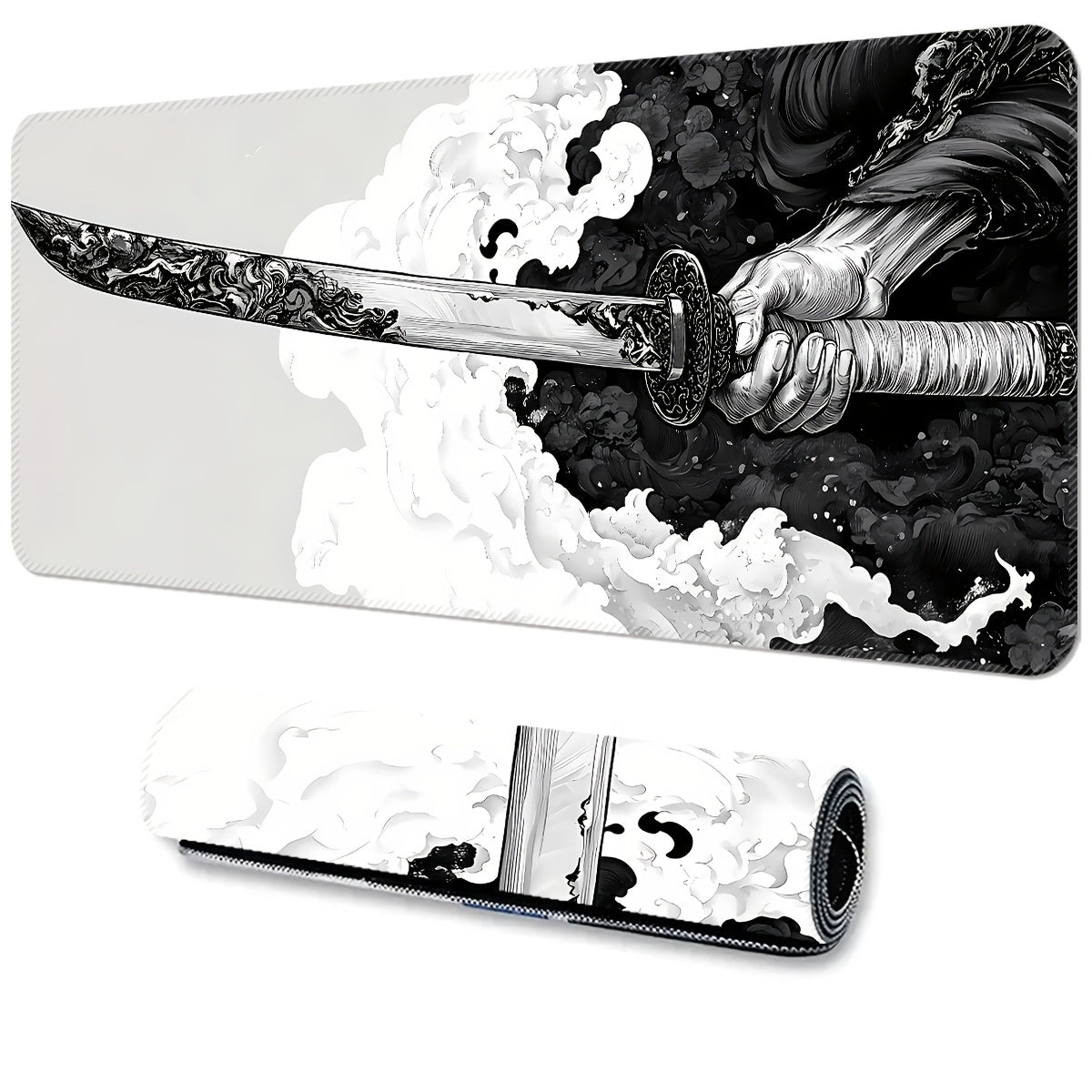 XL Gaming Mouse Pad with Sword Design, Non-Slip Base, Washable, for eSports & Office Use.