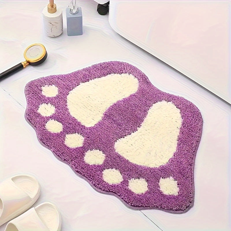 Paw Print Bathroom Floor Mat - Absorbent, Quick-Drying, and Non-Slip - Soft Kitchen Carpet Rug, Perfect for Bathroom, Bedroom, or Living Room - Ideal Home Decor and Bathroom Supplies