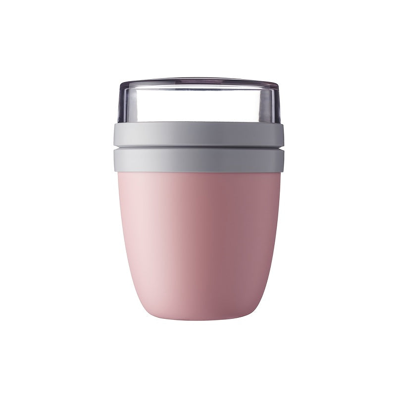 23.6oz portable breakfast cup with lid for on-the-go meals. Features oatmeal and yogurt divider, ideal for salad, cereal, or oatmeal lunches. 700ml capacity.