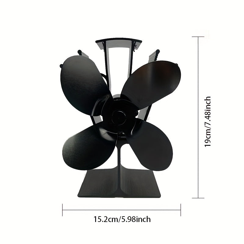 Aluminum Stove Fan with 4 Blades - Perfect for Wood, Pellet, and Log Burners! This portable fan helps distribute heat and purify air, making it great for both indoor and outdoor use in your home.