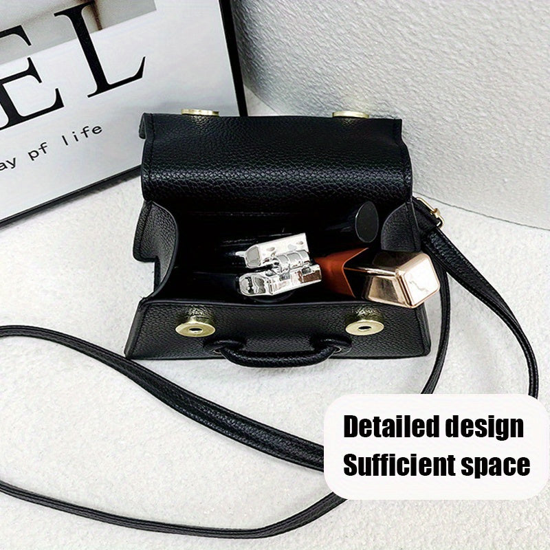 Women's chic mini crossbody bag, small square design in a solid color with magnet closure and adjustable shoulder strap, perfect for daily use and commuting.