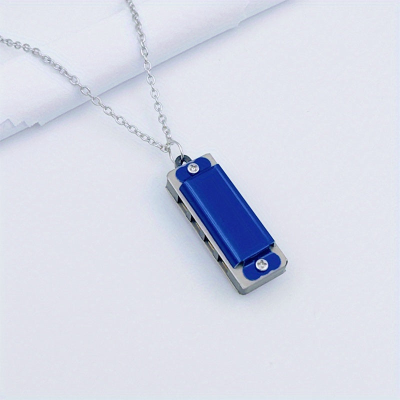 Necklace harmonica with four holes and eight tones for playing songs.