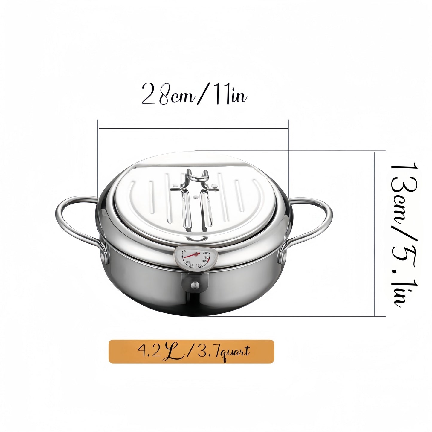 A versatile kitchen tool, the 1-piece stainless steel deep fryer and frying pan with lid comes equipped with temperature control and an oil drop filter rack. Ideal for frying up dishes like French fries and chicken, this fryer is compatible with gas and