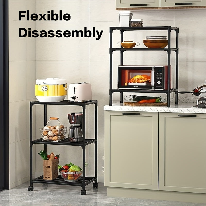 Kitchen Storage Rack with Wheels - Easy to Assemble, Space-Saving Storage Solution for Kitchen, Bathroom, and Living Room - Strong and Sturdy Metal Design with 6 Tiers