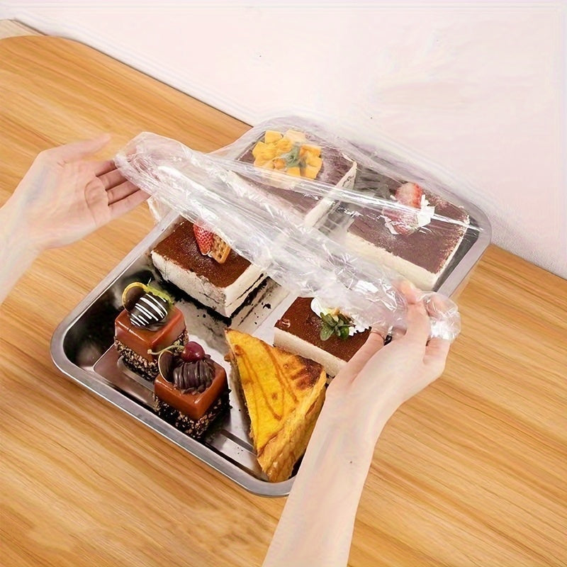 Reusable food-safe clear plastic cover designed for A+B size trays, fits trays under 70cm/27.6in. Ideal for catering, parties, and home use.