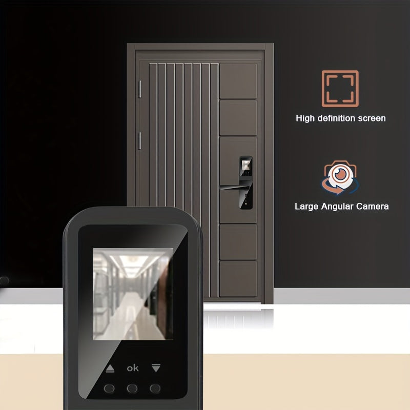 Smart door lock with biometric camera, fingerprint, smart card, password, and key unlock.