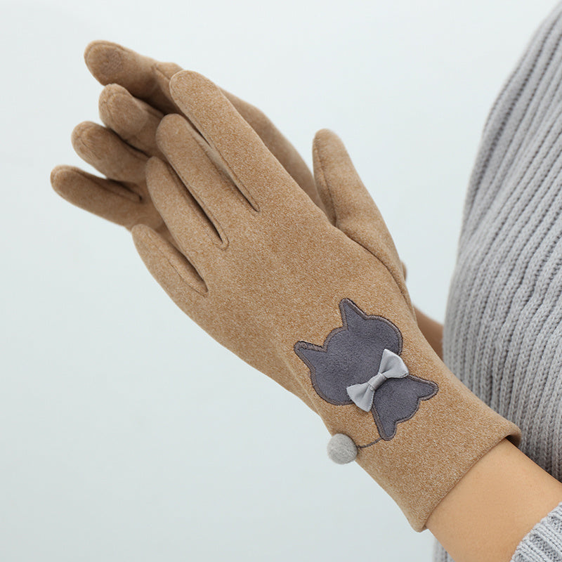 Cozy and Stylish Cat Embroidered Gloves for Women - Stay Warm and Chic in Winter