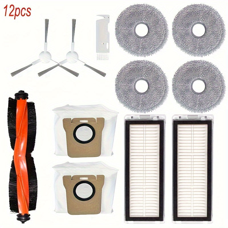 Replacement parts for the Xiaomi Robot Vacuum X20+ / X20 Plus include the Main Side Brush, HEPA Filter, Mop Cloth, and Dust Bag. These parts are compatible with Xiaomi Robot Vacuums.