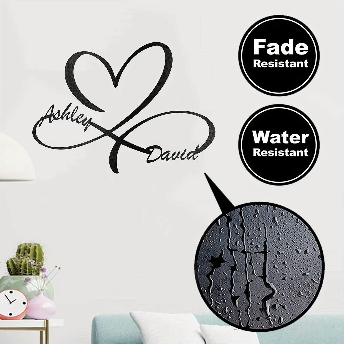 Durable Metal Material Customizable Heart Metal Wall Art for Wedding Monogram or Couple's Gift with Personalized Last Name Sign