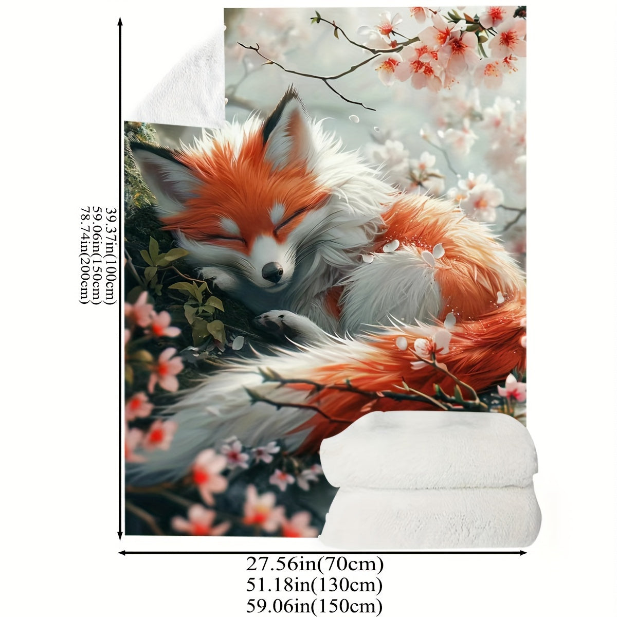 Soft Fox Print Flannel Throw Blanket - Suitable for All Seasons, Hypoallergenic, Ideal for Couch, Bed, Office & Travel, Adorable Design, Animal Inspired