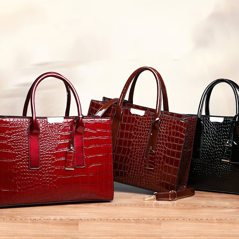 Trendy crocodile pattern handbag for women, perfect for travel and gifting.