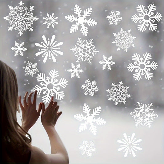 114 Snowflake Window Clings - Easy to Stick, No Power Required, Perfect for Christmas & Winter Décor