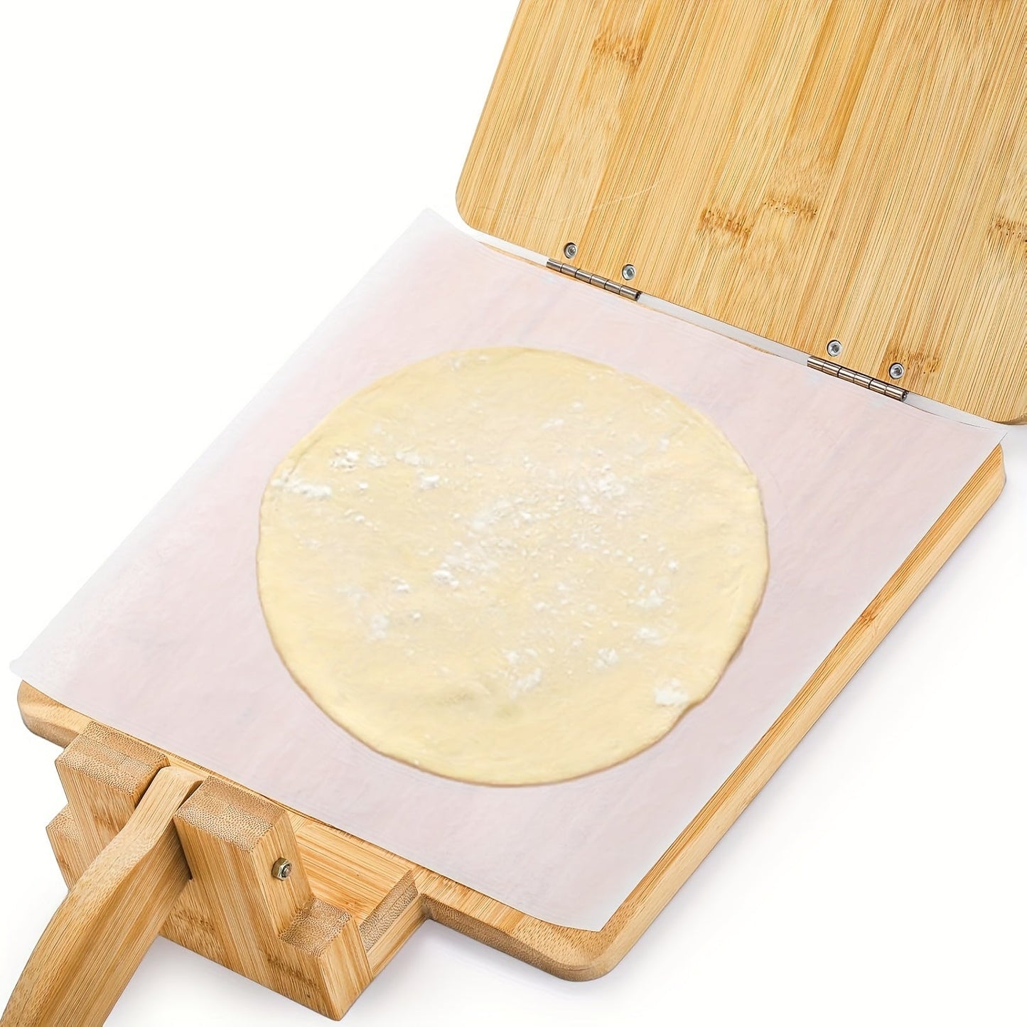 Manual Bamboo Tortilla Press and Rolling Pin - Perfect for Making Pancakes and Tacos, Essential Kitchen Gadget