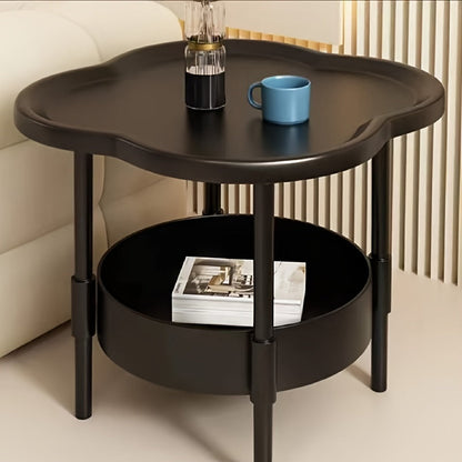 Stylish Contemporary Side Table - Lightweight, Ivory Couch Accent with Shelf for Living Room Storage