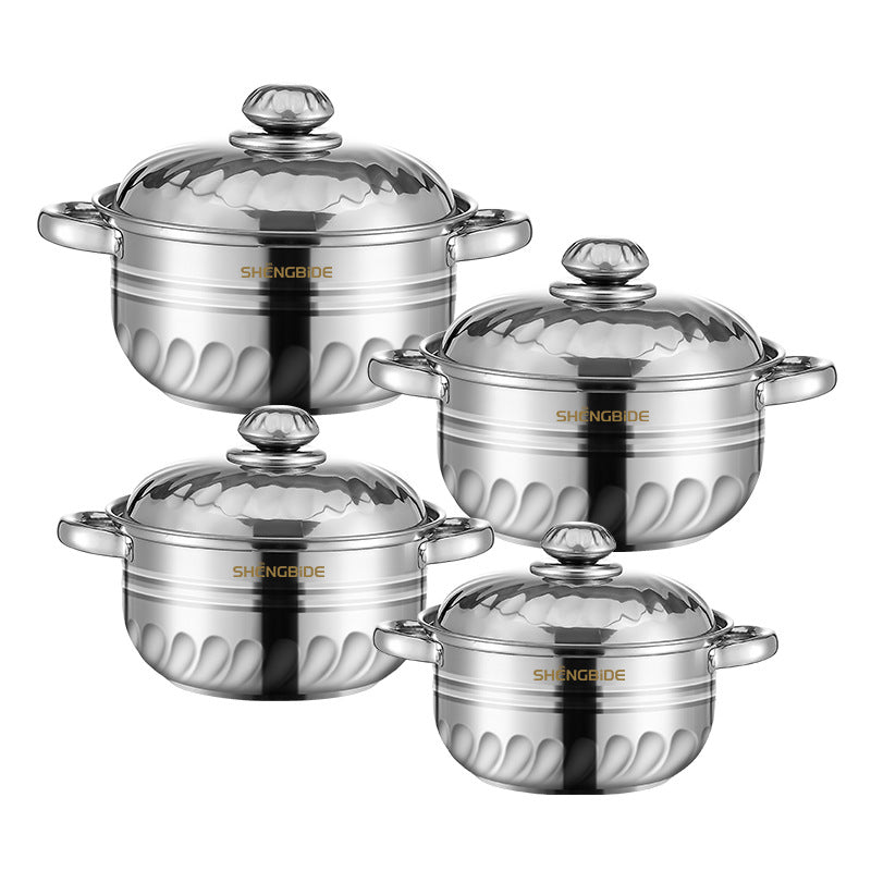 Cross-border supply stainless steel soup pot eight-piece pot suit gift kitchen pot household small pot set wholesale