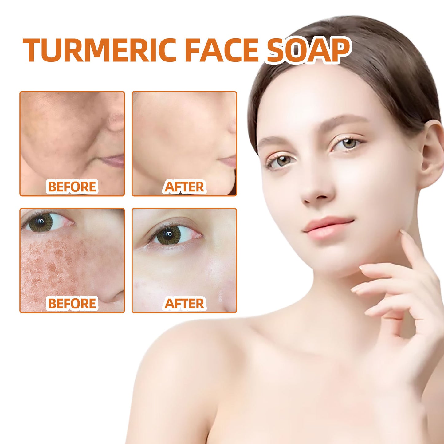 West & Month Turmeric Face Cleansing Soap Facial Fade Spot Repair Soft Skin Facial Cleansing Soap