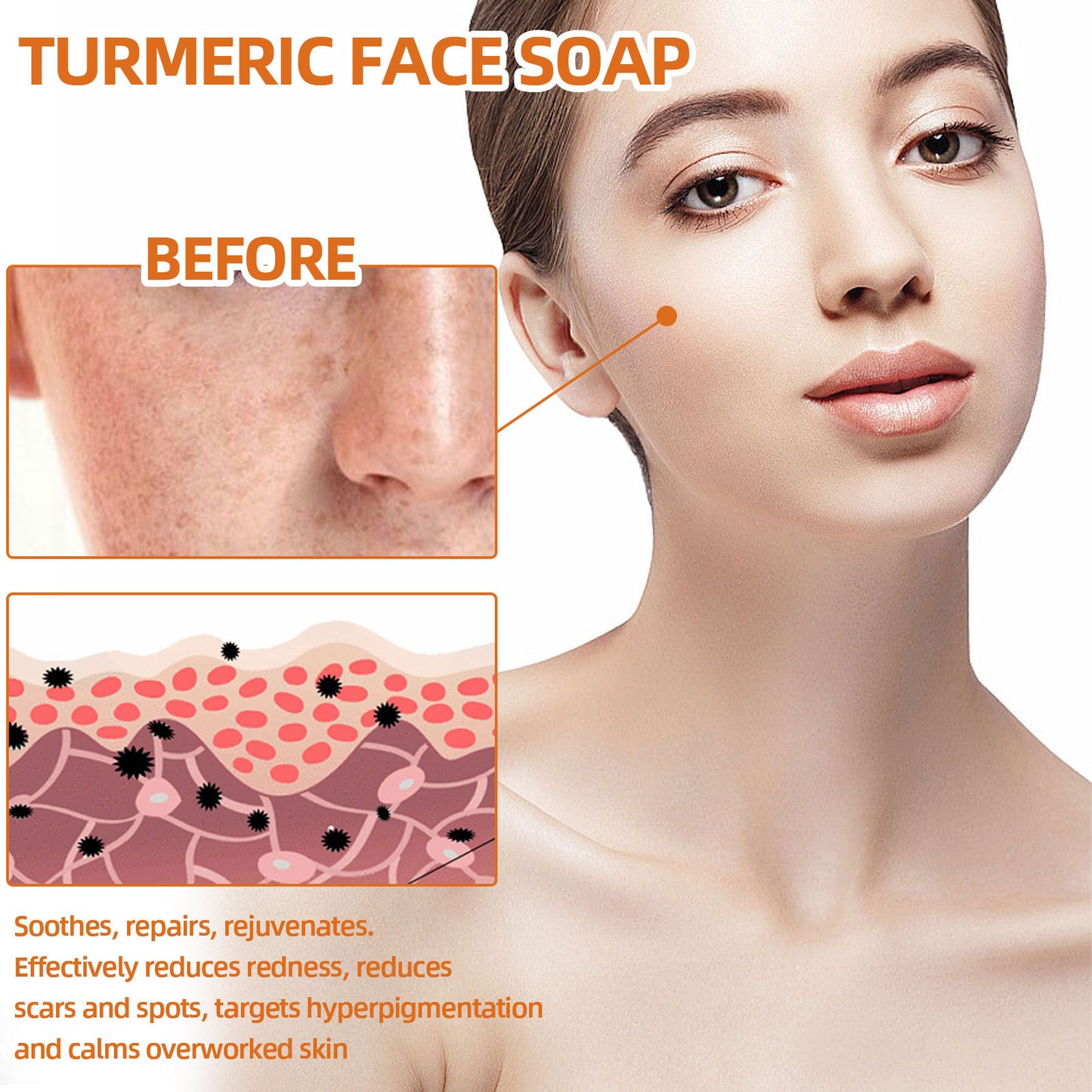 West & Month Turmeric Face Cleansing Soap Facial Fade Spot Repair Soft Skin Facial Cleansing Soap