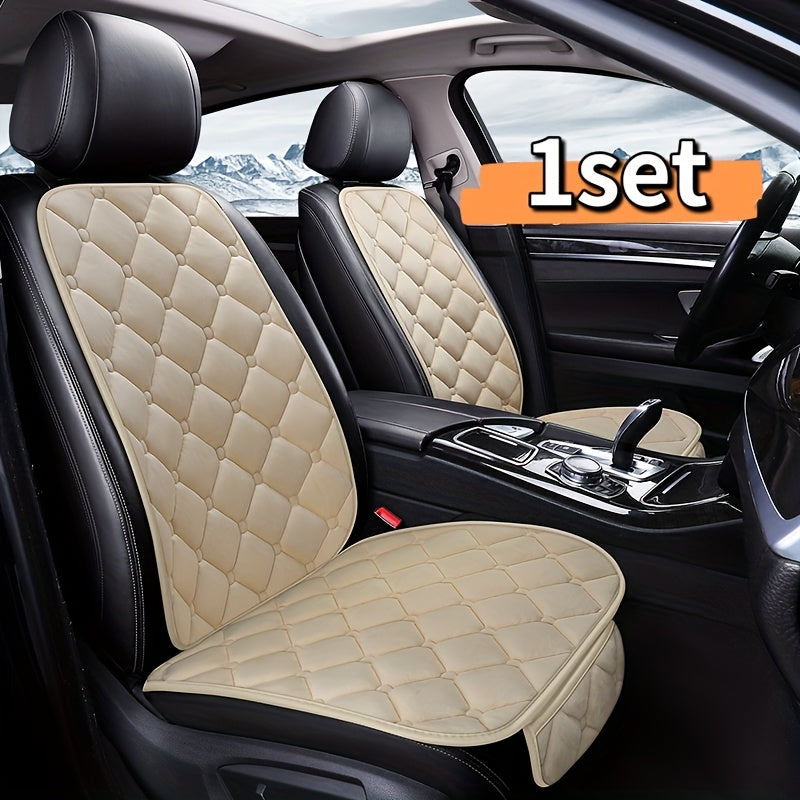 1 Set of 2 luxury plush car seat cushion covers in oval shape. No filler included. Hand wash only. Universal fit for front row seat bottom and backrest in sedan, SUV, pickup, or small