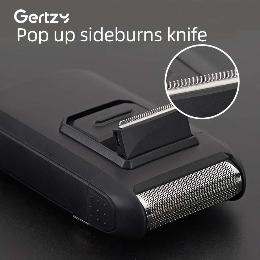 GERTZY Men’s USB Rechargeable Electric Foil Shaver with Stainless Steel Blade, 30-45 Minute Runtime, Black & Rose Golden Design - Ideal for Home or Salon Use, Mini Portable Shaver - Perfect