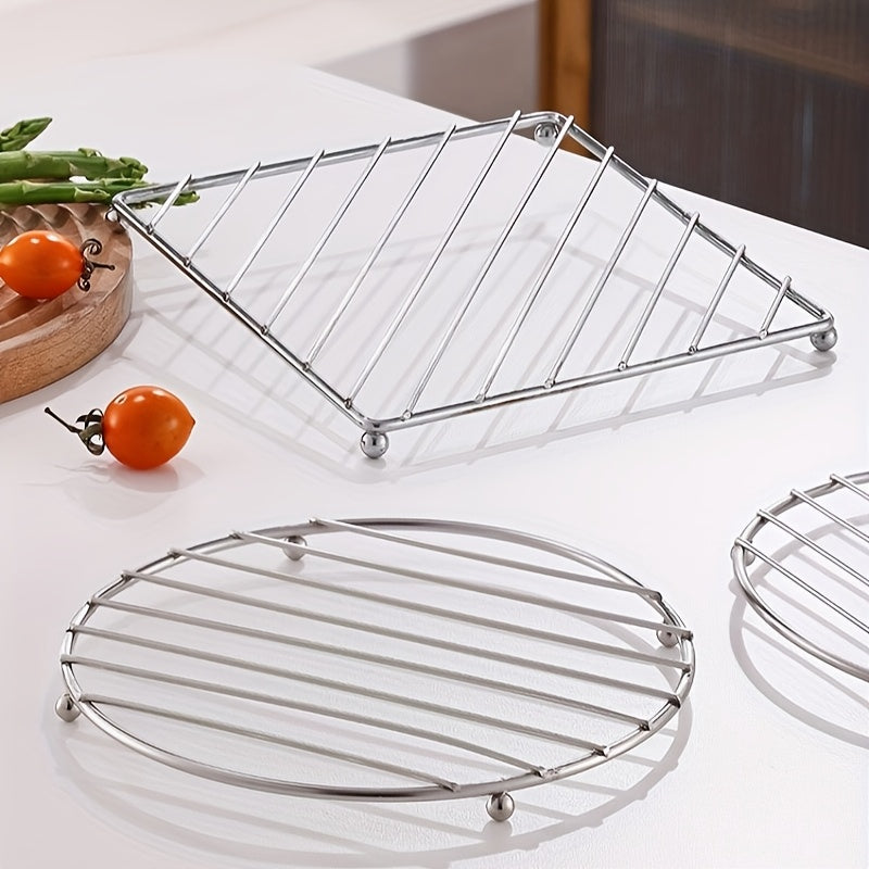 Two-Pack of Stainless Steel Heat-Resistant Pot Holders - Non-Electric, Square Kitchen Mats for Pans, Casseroles, and Table Protection - Perfect for Home Cooking and Hosting Guests