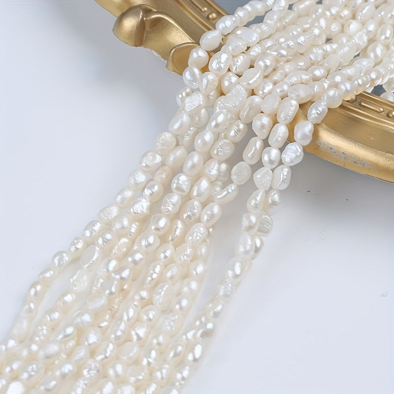 White Straight Hole Freshwater Pearl Loose Beads for DIY Jewelry Making, 1 Strand 36cm/14.17inch