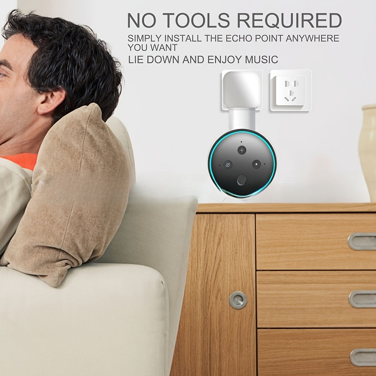 Stylish Wall-Mounted Holder for Echo Dot 3 Smart Speaker - Simple Installation, No Drilling Required, Fabric Top for a Modern Look, Perfect for Any Room, Sturdy Plastic Design