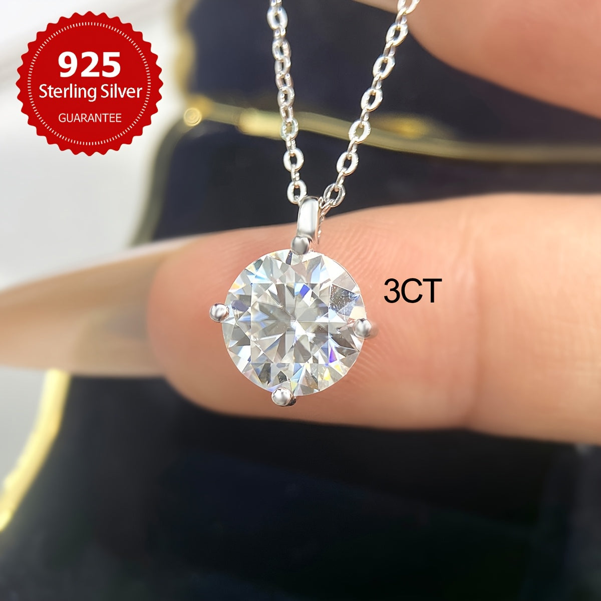 This stunning Mozambique Diamond Pendant Necklace, available in 1/2/3 carat sizes, is crafted from high-quality S925 sterling silver. Perfect for weddings, promises, eternity, or as a luxurious gift for Mother's Day or Valentine's Day. The necklace