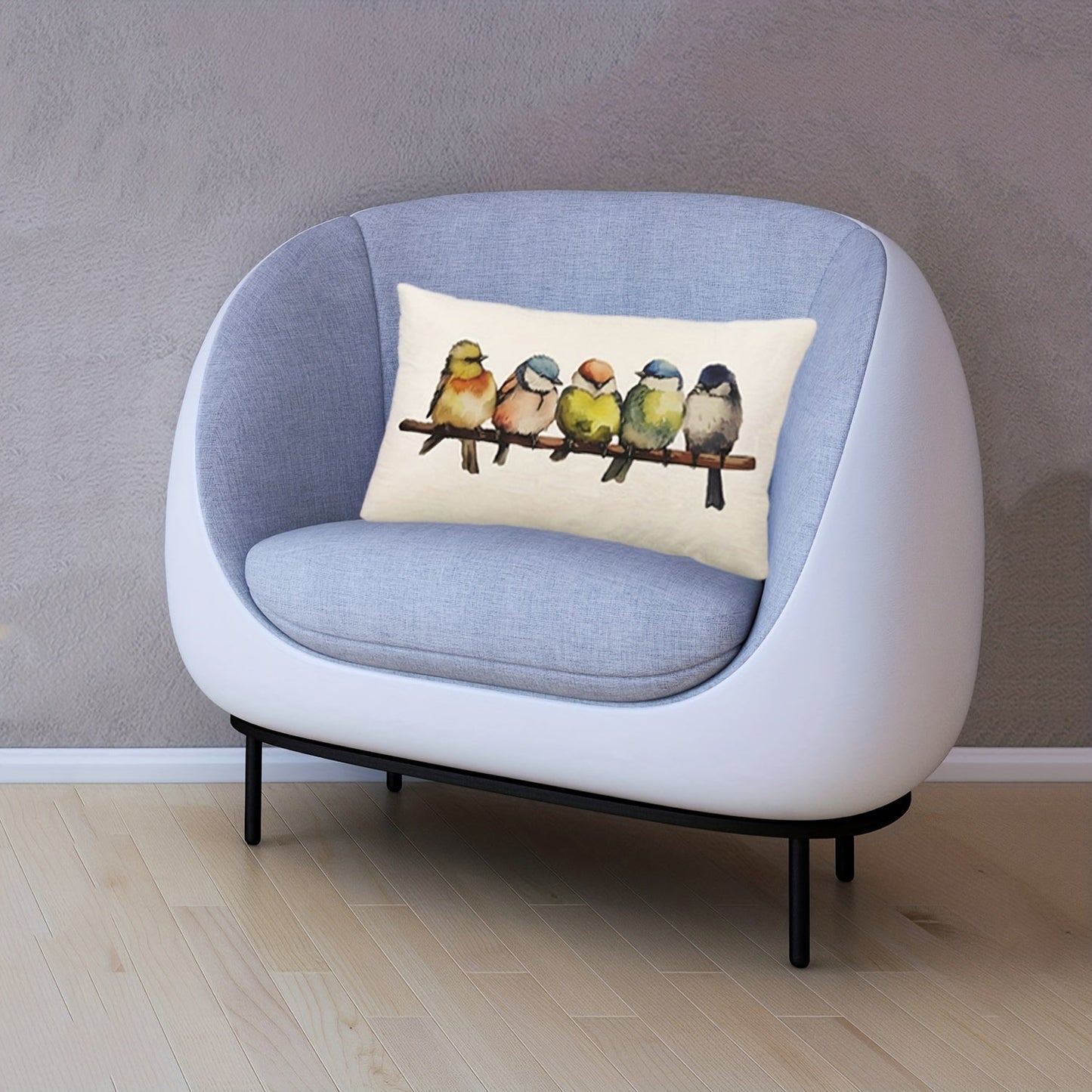 Set of 2 - Oil Painting of Natural Birds Printed on Polyester Linen Pillow Covers, measuring 30.48cm x 50.8cm. These double-sided printed covers are perfect for your sofa, seat, or as lumbar support. Great for all seasons, these decorative pillows will