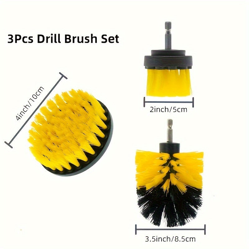 Set of 3 Multi-Surface Cleaning Brushes - Perfect for Cleaning Floors, Grout, Bathtubs, Showers, Tiles & Car Detailing - Made of Tough PP Material