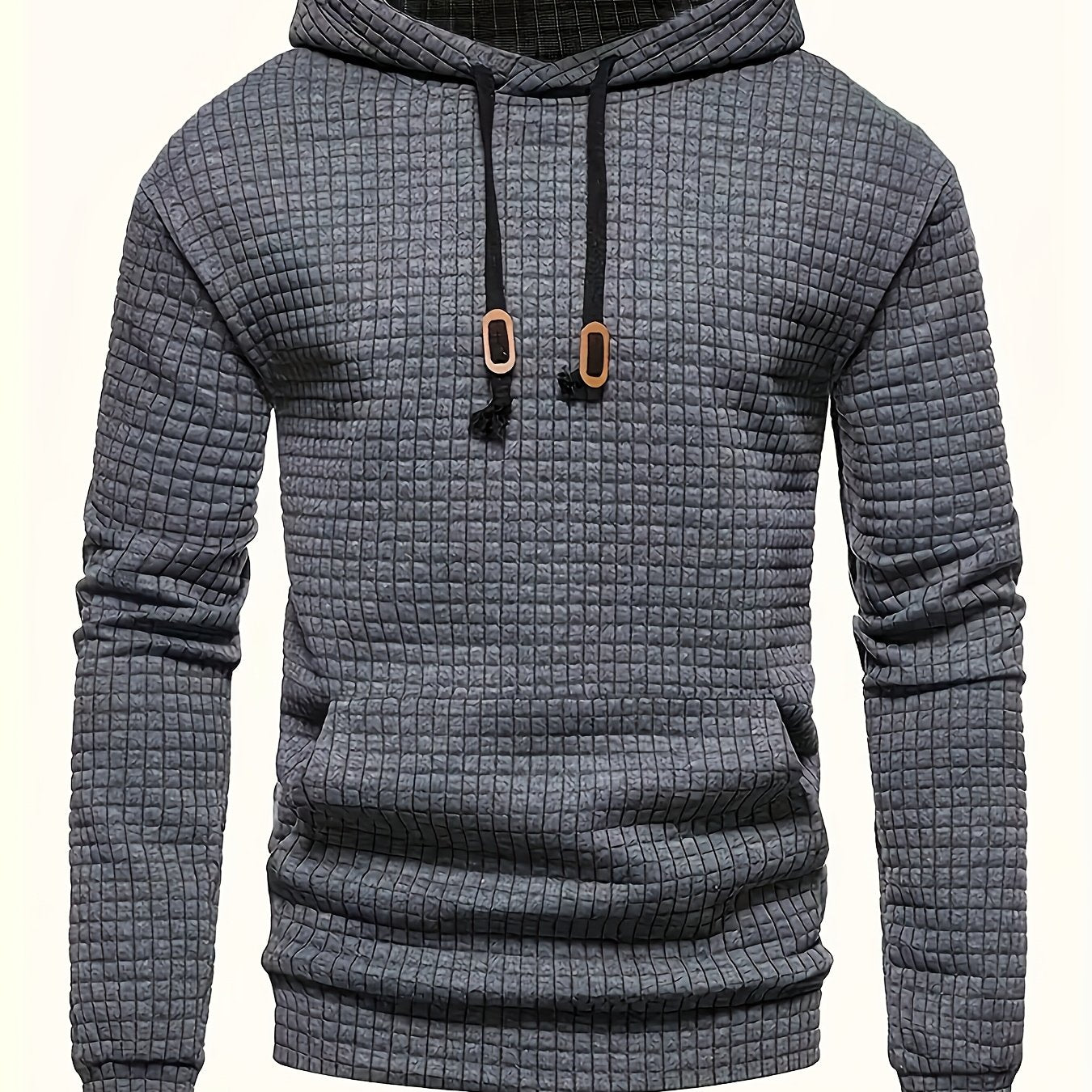 Solid Textured Hoodie for Big & Tall Men