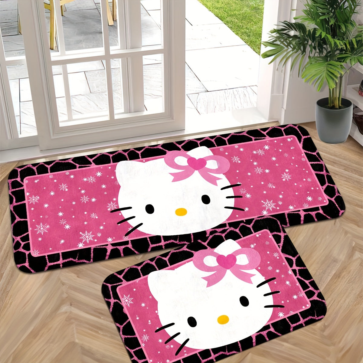 Get Hello Kitty Themed Indoor Door Mats for Winter and Christmas Decorations. These mats have non-slip, thickened designs that are perfect for use in kitchens, bathrooms, and laundry rooms.