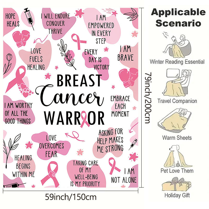 Pink Breast Cancer Awareness Throw Blanket - A Comforting and Thoughtful Gift for Survivors, a Supportive Women's Cancer Care Accessory, Versatile All-Season Flannel Bedding.