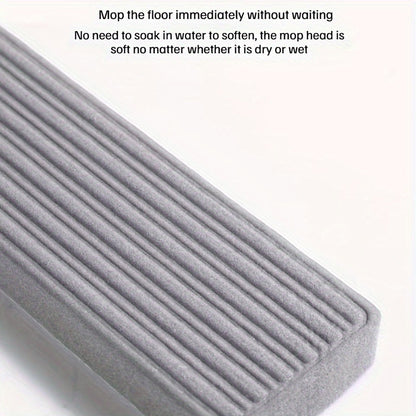 The Hand-Free Self-Wringing String Mop is made of durable plastic material, allowing for 360° flexible rotation for wet and dry use. Perfect for the living room, this household flat sponge cotton mop does not require electricity.