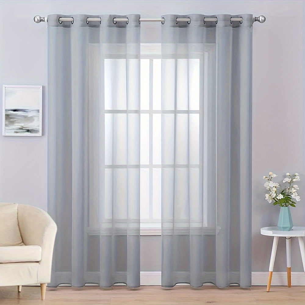 Set of 2 Grommet Top Sheer Curtains Perfect for Living Room, Bedroom, and Kitchen. Made with Soft Sheer Fabric for a Chic Window Treatment and Home Decor.