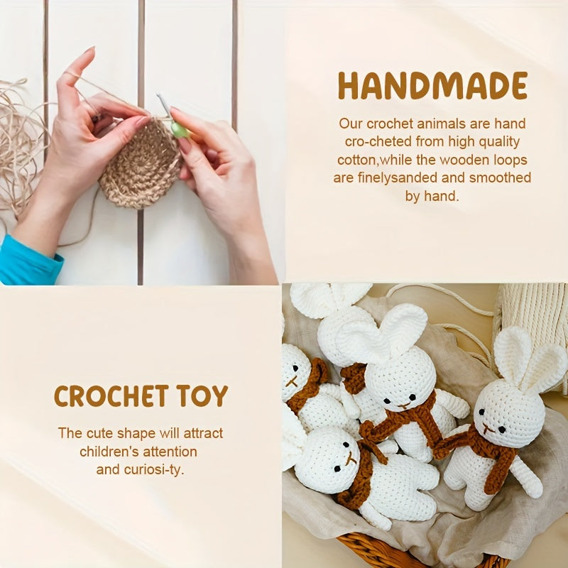 Soft, safe, and adorable handcrafted cotton animal plush toy - bunny - perfect for young children aged 0-3 years. This cute and cuddly bunny doll makes a great gift for baby showers, holidays, or Easter. Ideal for newborn baby gifts.