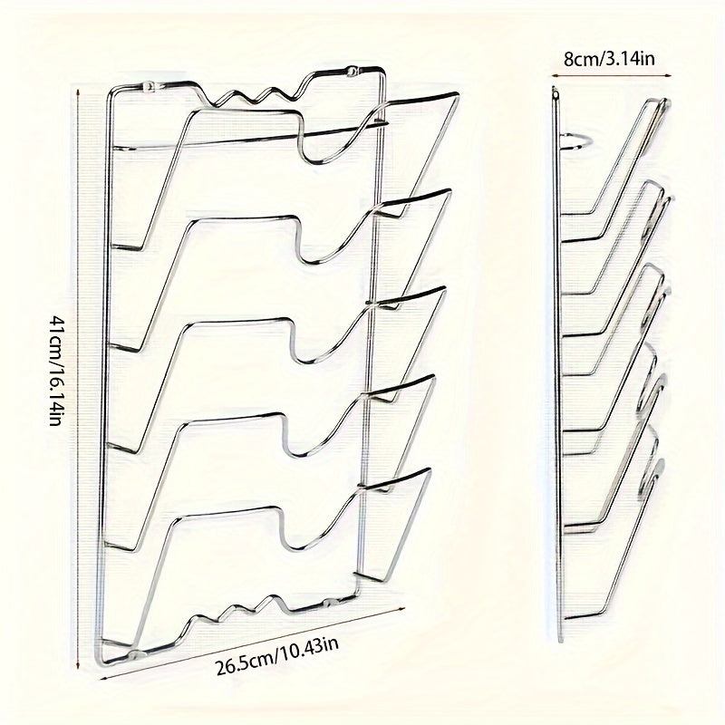 Wall-Mounted Multi-Tier Iron Pot Lid Holder for Convenient Lid Storage in your Kitchen Cabinet