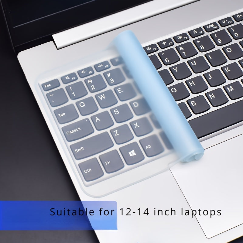 Waterproof and dustproof silicone keyboard protector for 30.48-35.56 cm laptops, easy to clean and durable.