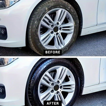 High-quality black tire shine and protection wax for all vehicles, providing long-lasting gloss enhancement and durable tire care.