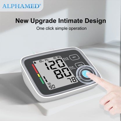 ALPHAMED U80EH Automatic Upper Arm Blood Pressure Monitor with 22.1-43.18 cm Cuff, Digital BP Machine, Battery Powered.