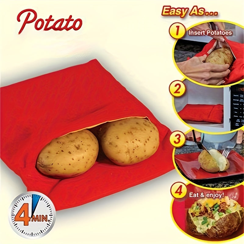 Convenient Cooker Bag for Potatoes and Corn - Fits 4 Large Potatoes, Ideal for Fast Meals and Snacks, Made with Safe Fabric Material