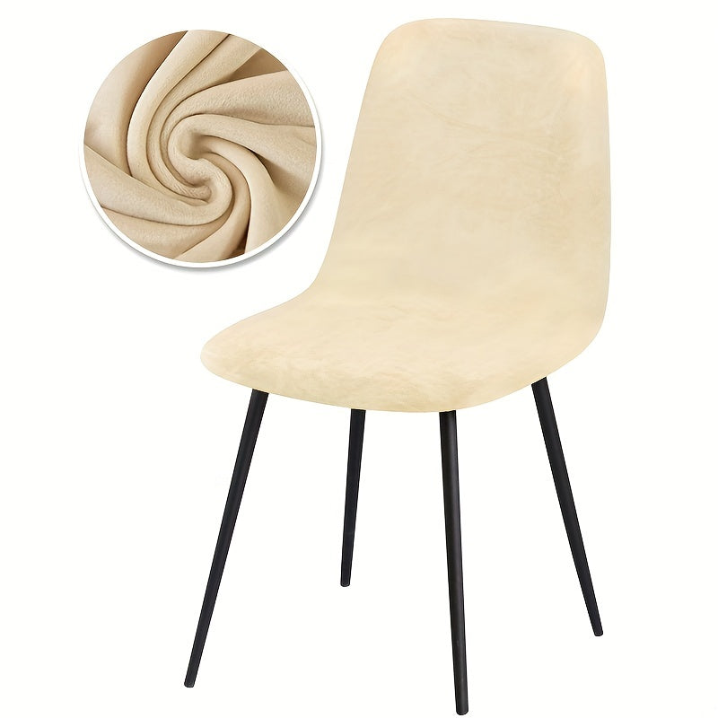 Arc-shaped short back chair slipcover made of velvet fabric, suitable for bar chairs in dining rooms and home offices.